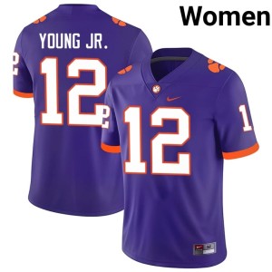 Purple Shavar Young Jr. Clemson Tigers College Football #12 Replica Women Jerseys 254313-977