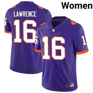 Purple High School College Football #16 Clemson Tigers Women's Trevor Lawrence Jerseys 837032-551
