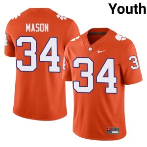 Orange #34 NCAA Youth Armon Mason College Football Clemson University Tigers Jersey 163063-556