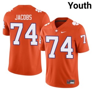 Orange Official #74 Brayden Jacobs Clemson University Youth College Football Jersey 252230-440