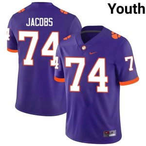Purple Stitched Clemson University Youth #74 Brayden Jacobs College Football Jerseys 748014-945