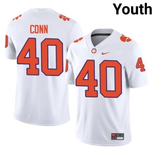 White #40 Official Brodey Conn Clemson University College Football Youth Jersey 406371-789