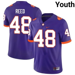 Purple Youth #48 Official CLEM Charlie Reed College Football Jerseys 458431-364