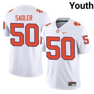 White #50 Tigers Youth College Football Collin Sadler Game Jerseys 135506-866