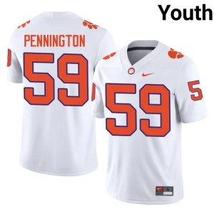 White Stitched Dietrick Pennington College Football Youth CLEM #59 Jersey 265999-845