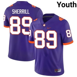 Purple Clemson University Tigers Youth College Football #89 Embroidery Grady Sherrill Jerseys 468361-487