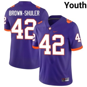 Purple Youth College Football Clemson University Tigers #42 Hevin Brown-Shuler Player Jersey 887655-556