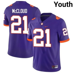 Purple Youth Kobe McCloud College Football University #21 CLEM Jersey 287595-730