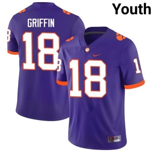 Purple University Clemson #18 Youth College Football Kylon Griffin Jersey 385842-156