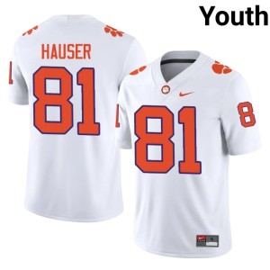 White #81 Youth College Football Clemson University Tigers Nolan Hauser Official Jerseys 703192-106