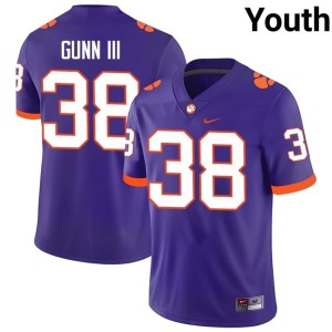 Purple Robert Gunn III CLEM Youth #38 Embroidery College Football Jerseys 444889-477