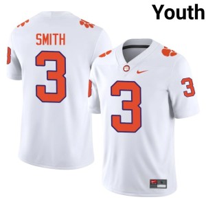 White Tristan Smith Clemson University Tigers Youth #3 College Football Embroidery Jersey 997345-964