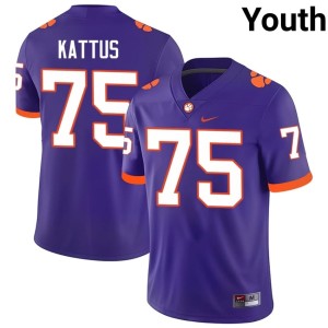 Purple #75 Clemson University College Football Youth Official Tucker Kattus Jersey 757461-880