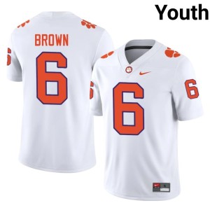 White #6 Youth College Football Tyler Brown Clemson University Limited Jerseys 140348-181