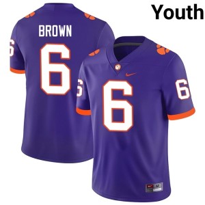 Purple Stitched #6 Tyler Brown Youth College Football Clemson University Tigers Jerseys 159165-323