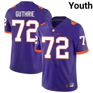 Purple #72 College Football NCAA Adam Guthrie Youth Clemson National Championship Jersey 295821-587