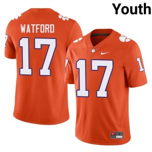 Orange Ari Watford College Football Tigers Official #17 Youth Jerseys 127198-705