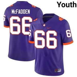 Purple Youth Clemson Tigers Banks McFadden #66 Replica College Football Jersey 556158-902