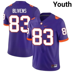 Purple #83 Cam Blivens Youth College Football Stitched Tiger Town Jersey 217554-324
