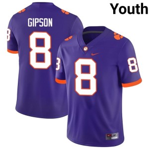 Purple Corian Gipson #8 Clemson University Youth Official College Football Jerseys 281720-614