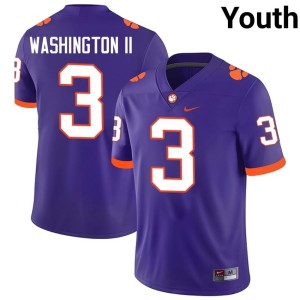 Purple Clemson University Tigers #3 Elliot Washington II Youth Embroidery College Football Jerseys 544917-897