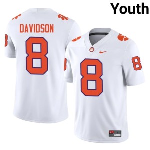 White Replica #8 College Football Tiger Town Youth Gideon Davidson Jersey 939982-389