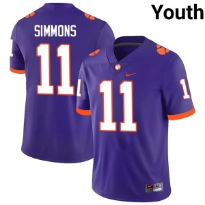 Purple College Football Replica Isaiah Simmons Youth #11 Clemson Jersey 450209-743