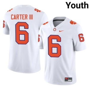 White Youth College Football Jerome Carter III #6 Clemson Tigers High School Jersey 284983-396