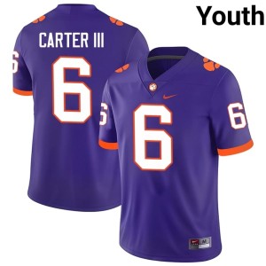 Purple Stitched Youth Jerome Carter III #6 CLEM College Football Jersey 180971-395