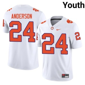 White #24 Logan Anderson Limited Clemson University College Football Youth Jerseys 225512-803