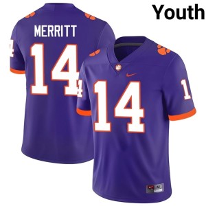 Purple Alumni Youth Clemson University College Football London Merritt #14 Jersey 352826-838