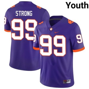 Purple Embroidery Clemson University College Football #99 Markus Strong Youth Jersey 785653-721