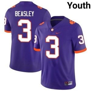Purple Embroidery Youth Tigers College Football Vic Beasley #3 Jerseys 820424-269